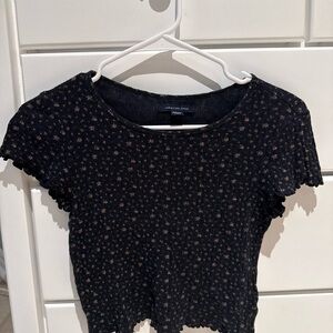 American Eagle Outfitters Navy Floral Short Sleeve Top